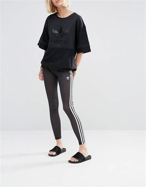 adidas 3 stripe mesh leggings